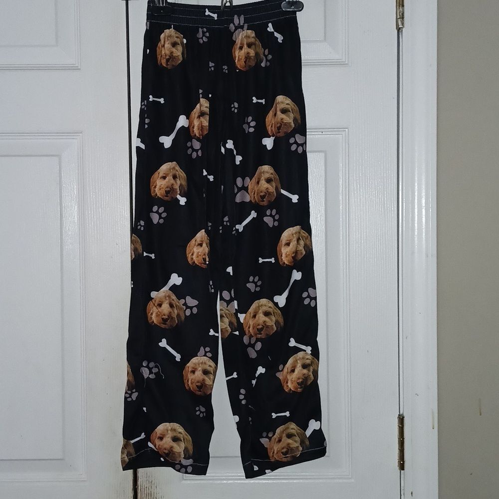 Dog face print black white  pajama bottoms Sz 8-9yrs NWOT